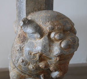 Pareja de Leones Foo en Piedra Tallada