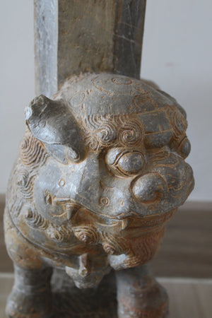 Pareja de Leones Foo en Piedra Tallada