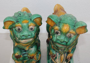 Pareja de Leones Foo en Cerámica Sancai